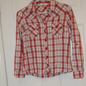 XAI 100% Cotton Women's Western Style Red Plaid Shirt Size SP